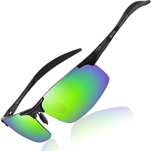 DUCO Herren Sportbrille Polarisierte Sonnenbrille Fahrerbrille Ultraleichte Al-Mg Metallrahmen UV400-Schutz Männer Sonnenbrillen 8177S