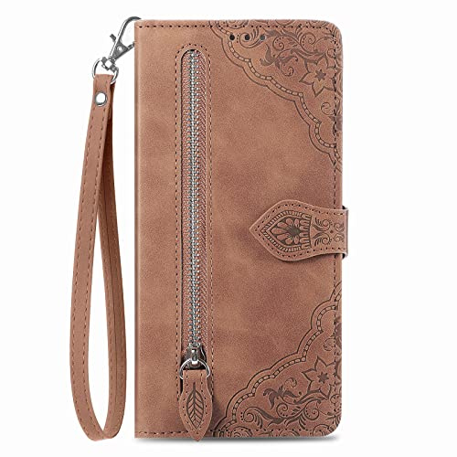 NEXCURIO Handyhülle für Google Pixel 8 Pro 5G Hülle Klappbar mit Kartenfäch Ständer Klapphülle Schutzhülle Leder Wallet Flip Case Cover Tasche Handytasche Stoßfeste - Braun