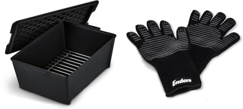 Enders Switch Grid Dutch Oven Rib Roaster Schwarz emailliert & Grill Handschuhe aus feuerfestem Aramid, 8785