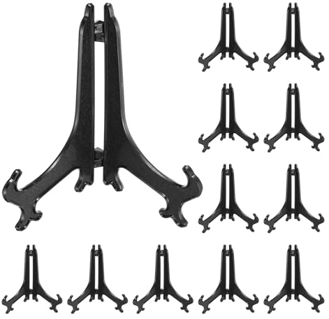 QUARKZMAN 7 Soportes de Placa de Acrílico para Expositores de Soportes de Exhibición de Placa de Acrílico para Portatarjetas Portafotos de Sobremesa Negro 12 Piezas