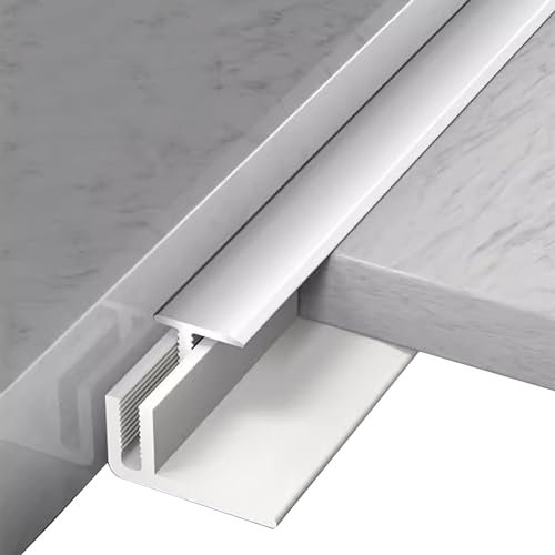 Übergangsprofil Abdeckleisten Silberner Bodenschwellenübergang für Dicke Böden Von 12–18mm, Rutschfeste Einschnürungsleiste Aus Aluminiumlegierung mit Basis, Zuschneidbar(90cm/35.4 inch)