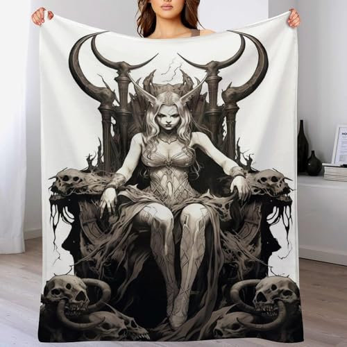 PAZZK Totenkopf Decke,Vier Jahreszeiten Weich Wohndecke Decke Schlafdecke Sofadecke Plüschdecke Pelzdecke Printdesign Couchdecke Flannel Bett Decke（180×200cm）