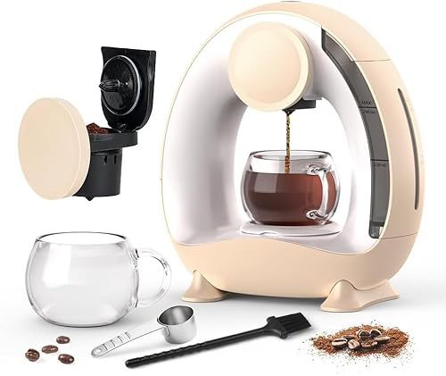 BENFUCHEN Caffettiera monouso con filtro per caffè macinato, caffettiera Americano Mini caffettiera/teiera da una tazza, controllo con un tasto, 4-8 oz di dimensioni di infusione (Champagne)