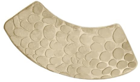 Alfombrilla de ducha de esquina, antideslizante, súper suave y absorbente, alfombra de ducha curvada para baño o bañera (beige)