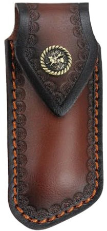 Étui a Couteau de Poche,Etui a Couteau Pliant en Cuir avec Trou de Suspension pour Ceinture et Fermeture a Pression pour Hommes et Femmes,Chasse,Camping,Jungle,Exploration (Couteau Non Inclus)