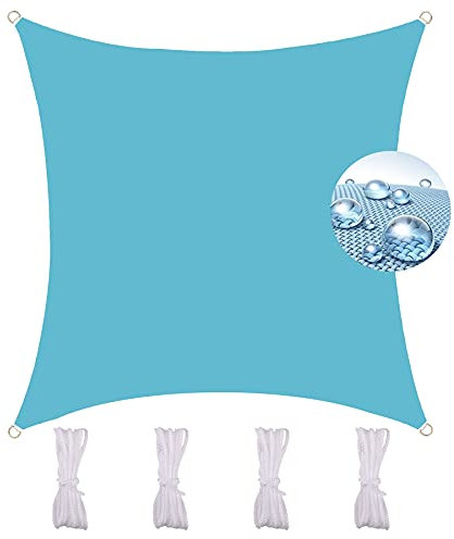 Toldo rectangular impermeable de 3,6 x 3,6 m, 90 % de bloqueo UV, ideal para patios, terrazas y patios, color azul lago