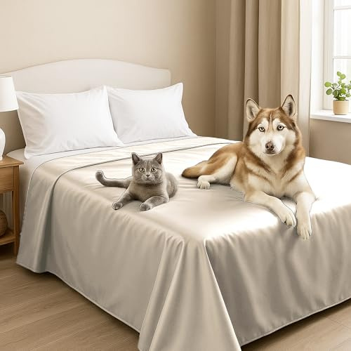 Byour3 – Tagesdecke SUPER wasserdichte Bettschutz Fleckenbeständig für Doppelbett Einzelbett Anti-Schimmel Anti-Tierhaar Katzen Hunde Haustiere Kinder Waschbare Decke (Elfenbein, Queen Size)