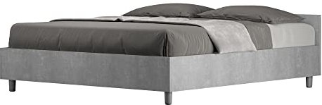 ITYHOME Letto contenitore doppia alzata 160x190 cemento Nuamo