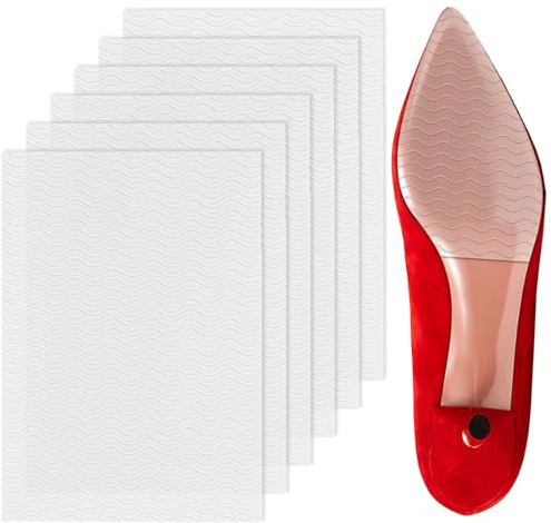6 Pack Shoe Sole Protector - Self-Adhesive Anti-Slip Grips for High Heels & Boots | Shoes Non-Slip Bottom Covers for Women (6 x 4inches, Clear)