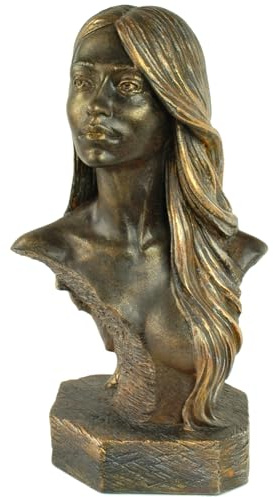 Busto de Mujer Ariadna Bronce Oro - Escultura Decorativa de Resina 22 cm