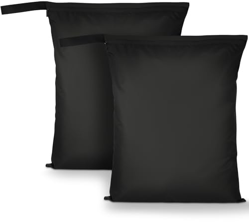 AOOSA 2PCS Wet Bags for Baby Items, Wet Swimsuits, Beach, Camping(Black)