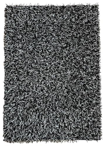 Rug Studios Teppich Limo Shaggy HANDGEKNÜPFT | Farbe: Schwarz-Weiß; Größe: 200 x 250 cm | strapazierfähig und leicht zu reinigen | Wohnzimmer | Schlafzimmer