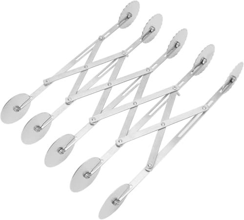 Tagliapizza Ruote 5 Estensibile, Utensile Per Pizza a Doppia Testa Tagliapasta Regolabile, Taglierina Pasticceria Acciaio Inossidabile Rotella Multiplo, Divisore Ruota per Pasta, Cottura, Biscotto, Pa