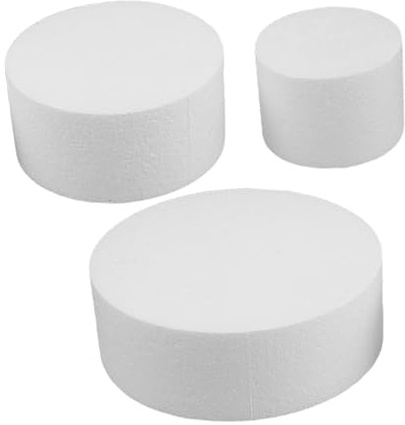 NUOBESTY 3pièces Lot de Moulages Ronds Mousse pour Faux Gâteaux De Bases Empilables DIY Mousse Blanche pour Décoration Et Présentation De Gâteaux