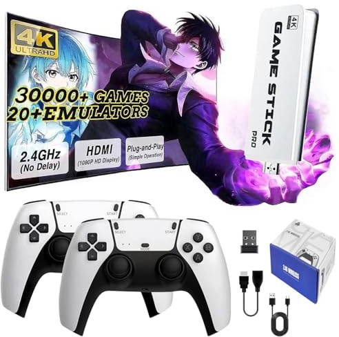 2025 Retro Game Console Video Game Stick, 30000+ Classical Games with Dual 2.4G Wireless Gamepads, Plug & Play for TV HDMI Output, Gift for Boys and Adults