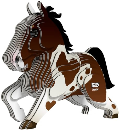EUGY 650134 Pferd, 3D Tier-Puzzle für Kinder und Erwachsene zum Zusammenbauen, DIY Tierfigur, Bastelset ab 6 Jahren