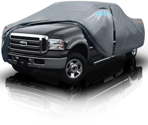 Ford F250 Truck Cover Custom Fit 2001-2025 Crew Cab Short Bed(6.8') with Door Zipper, 10 Layers Outdoor Heavy Pickup Truck Cover Waterproof All Weather, Wind Dust Sun Protector.