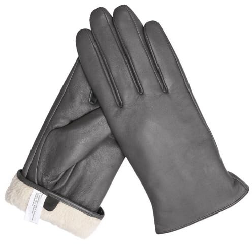 Knuffnee Damen Winter Lederhandschuhe Warme Gefüttert Handschuhe Autofahren Handschuhe