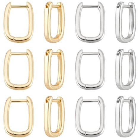 UNICRAFTALE 10 paire de Boucles D'Oreilles Créoles Ovales Plaquées Or 2 carats 18 couleurs 15.5mm de Long Sans Fin pour Femme Idéales pour la Fabrication de Bijoux.