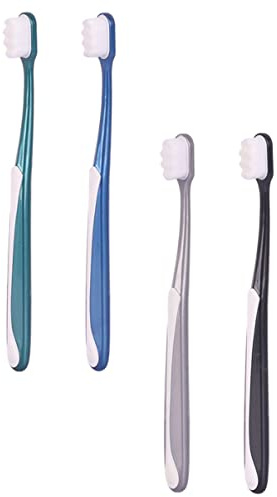 KAILIKETIY Spazzolini da Denti per Adulti 4 Pezzi Set, Setole Morbide Nano Pelliccia, Impugnatura Ergonomica Antiscivolo, Pulizia Orale Domestica da Viaggio Colore Casuale