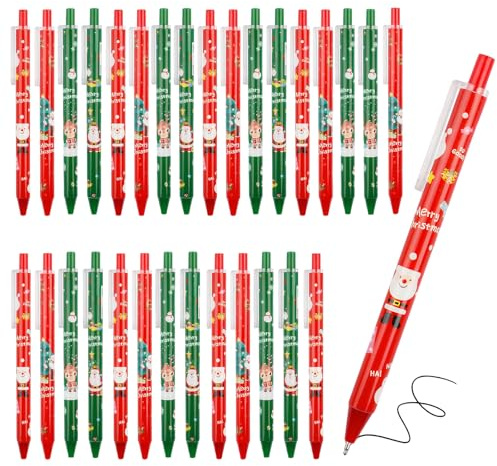 TENGWA Penne Natalizie 30/50 Pezzi Cancelleria Cartone Animato Natale | 0,5mm Babbo Natale Renna Pupazzo di Neve Avventura Adatto a Scuole Uffici Case