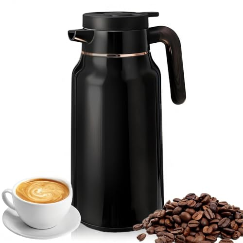Termo 2 L Acero Inoxidable Doble Pared: Jarra Térmica Con Cierre De Presión Rápida,Termo Grande Para Café Jarra Al Vacío Pared Café, Tetera Para El Hogar O La Oficina