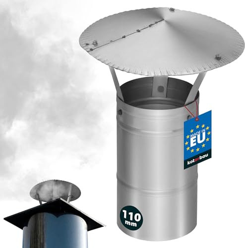 KOTARBAU® Chapeau De Cheminée - INOX - ø 110 mm - Argent - Chapeau Cheminée Anti Pluie - Résistant à la Corrosion - Installation Facile - Design Moderne
