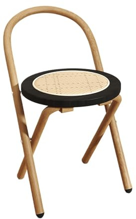 Chaise pliante élégante et moderne en rotin – Design noyer pour balcon, cuisine, salle à manger, bureau, fête, mariage et jardin – Solution d'assise polyvalente