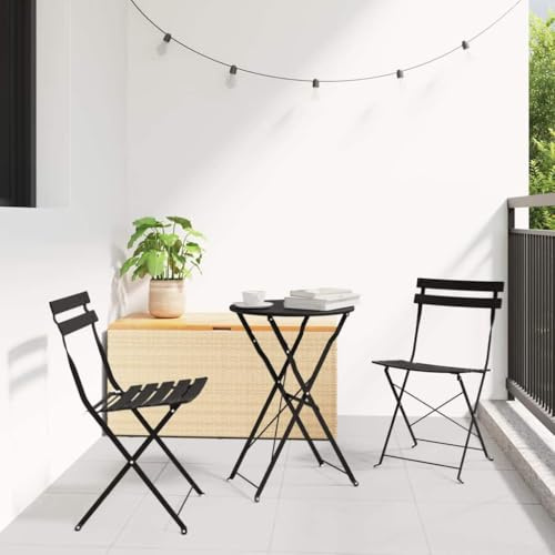 Ziaphsol Klappbares Bistro-Set, 3-teilig, Anthrazit, Stahl, wetterfest, für Garten, Balkon, Terrasse, platzsparend, Outdoor-Möbel