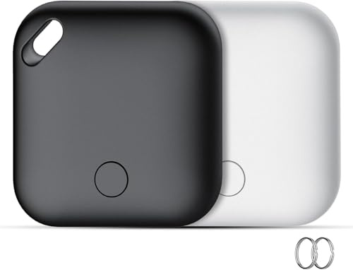 Buscador de Objetos Bluetooth 2 Piezas, Air Tracker Tag Compatible con Apple Buscar(Sólo iOS), IP67 Impermeable, Batería Reemplazable, 90dB Localizador para Llaves, Carteras, Bolsos, Equipaje, Mochila