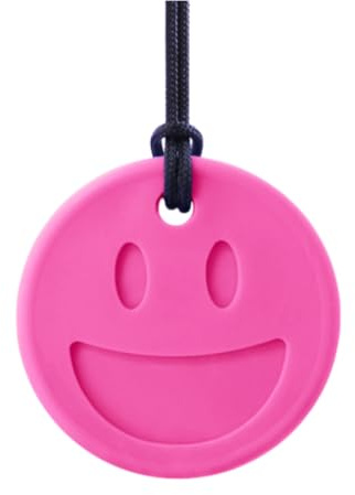ARK Smiley Kauhalskette – Kauanhänger aus Silikon – 3 Stärkegrade – BPA-frei – Sicherheitsverschluss – ab 5 Jahren (pink)