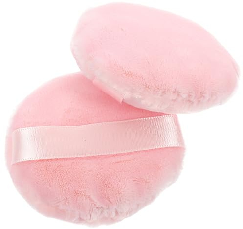Lurrose 2 Esponjas Cosméticas de Algodón Rosa para Polvos, Lavables y Suaves, Ideales para Maquillaje en Casa o Viajes, Pack de 2 Unidades