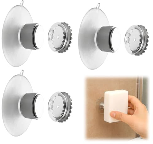 3 Stück Seifenhalter Magnet,Seifenhalter Ohne Bohren,Seifen Halter,Seifenmagnet,Edelstahl Magnet Ohne Bohren Für Küche Und Bad (Silber)