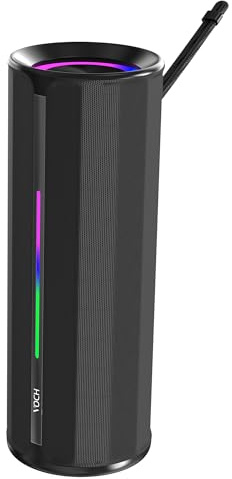 VOCH Cassa Bluetooth Portatile con Luce LED RGB, Stereo Potente Altoparlante Bluetooth 5.3, Accoppiamento TWS, IPX7 Impermeabile, 20 Ore Riproduzione per Esterno, Feste, Camping, Casa, Viaggi, Nero