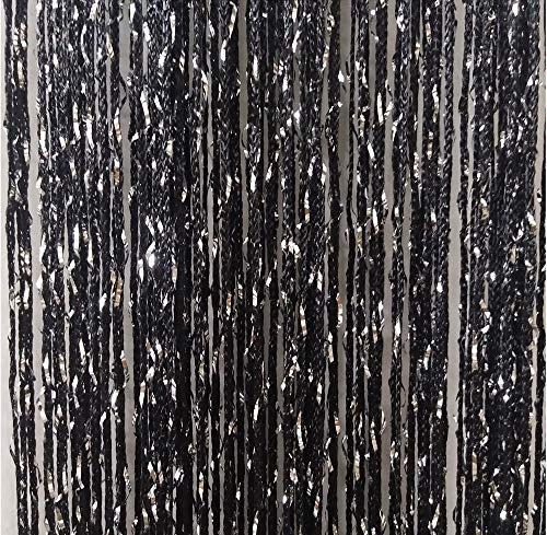 ave split Decorative Door String Curtain Wall Panel Fringe Window Panel Drapes Room Divider Blind Divider Tassel Screen Home 100cm*200cm (black1)