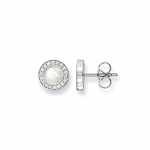 Thomas Sabo Damen Ohrstecker Rund 925er Sterlingsilber mit Zirkonia und Perlmutt, Durchmesser: ca. 1cm, SCH150026