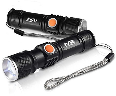 Oramics LED USB Mini Taschenlampe Cree-Technology mit drei Betriebsfunktionen und Zoomfunktion – Aufladbar über USB Anschluss – Gehäuse der Lampe ist wasserfest (2x Mini Taschenlampe)