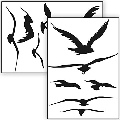 Vogelschutz und Fensterschutz - 12 Aufkleber - Schutz vor Vogelschlag - Sticker Vögel (Schwarz)