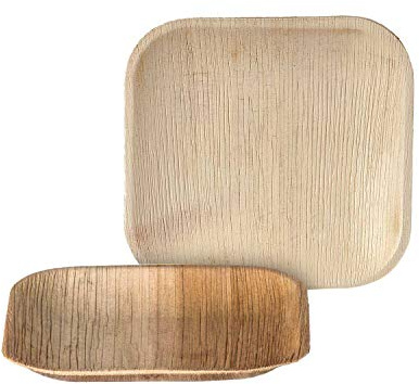 Palmplate Vaisselle jetable de qualité supérieure en feuilles de palmier, biodégradable, 100 coupelles carrées en feuille de palmier, 15 cm x 15 cm, jetable