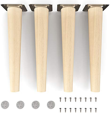 Sossai Möbelfüße aus Naturholz Buche unbehandelt, Clif Round HMF1, 25 cm hoch, rund, gerade Ausführung, für Vitrinen, Tische, Schränke