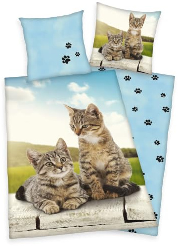 Klaus Herding GmbH Herding Wende Bettwäsche Set Katzen Bettwäsche 2 TLG.135 x 200cm