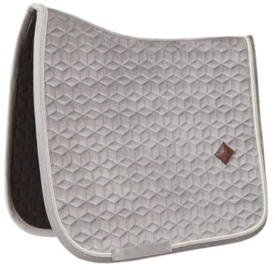 Kentucky Horsewear Samt Satteldecke Basic Dressur – Hellbraun Schabracke – Dressurform mit Doppelkordel – Atmungsaktiv – Maschinenwaschbar – Stoßdämpfend