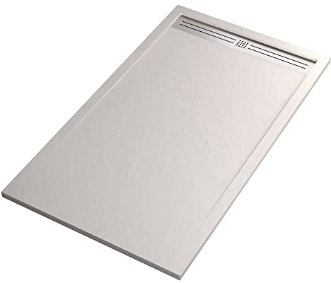 Piatto doccia bianco con scarico laterale griglia inox e piletta STAR RELAX - 70x160