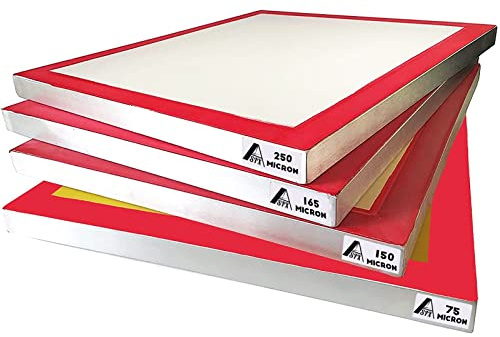 ALSIX Kief - Set di 4 setacci a secco da 20 x 24 pollici, 60 90 110 200 rete, 250 165 150 75 micron, telaio in alluminio leggero per serigrafia, filo di nylon di alta qualità, schermo Kief, vassoio