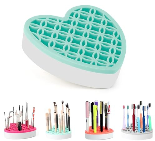 Homelwsun Silicone Makeup Brush Holder, Cosmetic Organizer, Pen Holder for Desk, Pencil Case, Sewing Tool, Beauty Tool, Brushes, Scissors, Toothbrush Holders (Blue)