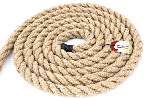 Seiletech.de JUTESEIL – 10m – 26mm Stark – Naturfasern Absperrseil Jute gedreht Tauziehen DIY Dekoration