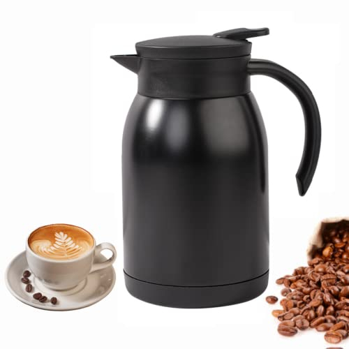 Thermo-Kaffeekaraffe aus Edelstahl, doppelwandiger Vakuum-Wasser- und Getränkespender, 12 Stunden Wärmespeicherung, 800 ml (schwarz)