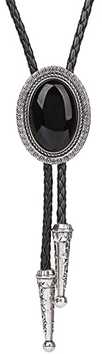 FWSHANGMAO Bolo Krawattewestern-Jeans-Krawatte Schwarzer Onyx-Form-Bolo-Krawatte Jeans-Bolo-Krawatte Handgefertigte Glamour-Vintage-Krawatte Für Elegante Kleidungsaccessoires