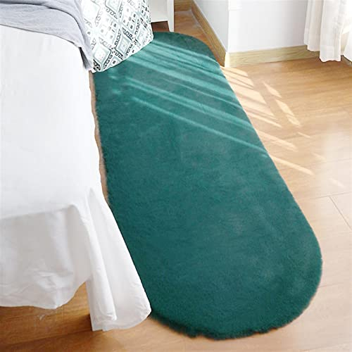 Weicher Kunstkaninchenfell-Teppich,Plüsch Teppich,Decke Aus Kunstfell Geeignet Für Wohnzimmer Teppiche Flauschig Fell Optik Gemütliches Schaffell Bettvorleger,Grün,60x200 cm