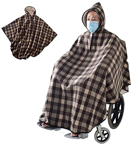 Bueuwe Winter Rollstuhldecke, Rollstuhl Decke Poncho für Rollstuhlfahrer, Komfortable Decke für Rollstuhlfahrer, Fleece-Gefütterte, Rollstuhl Zubehör